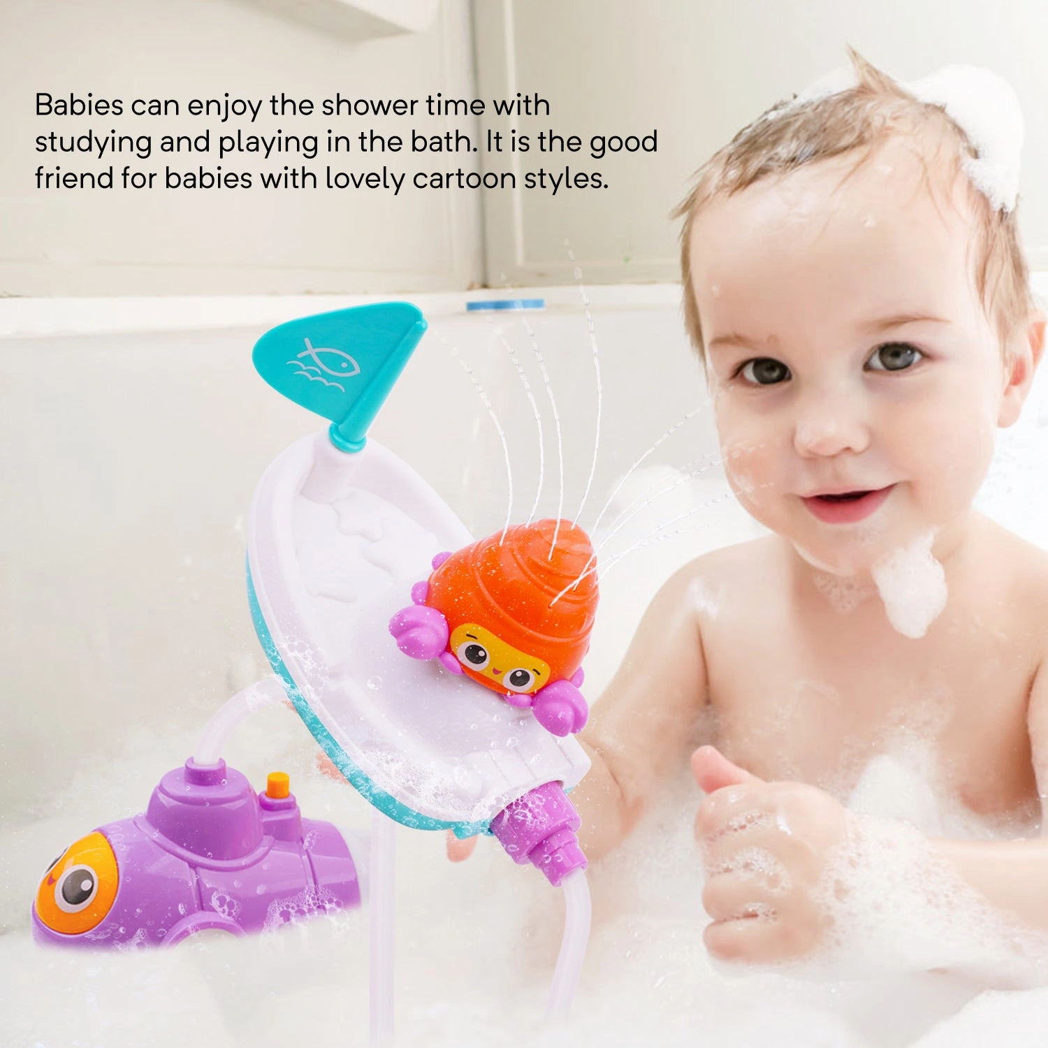 GizmoVine Bath Submarine Toy Sets, 3 in 1 Bath Time Fun with Fountain, Boat and Sprayer