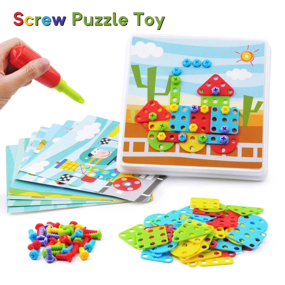 GizmoVine Shape Puzzles Toy for Toddler, Fine Motor Skills Toys Amosting Color Matching Mosaic pegboard Early Learning, Preschool Educational STEM Toys for Boys Girls, Brain Training Games for Kids